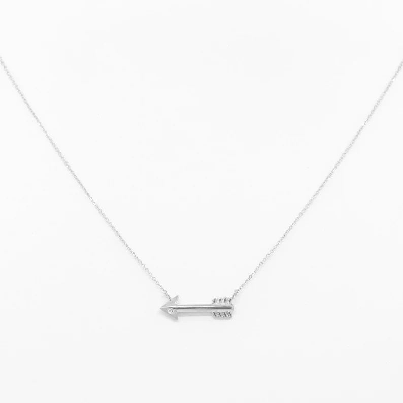 14K 1 DIAMOND TINY ARROW NECKLACE