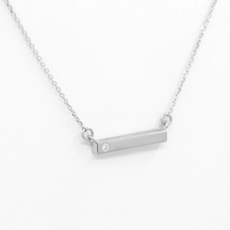 14K 0.02CT DIAMOND BAR NECKLACE