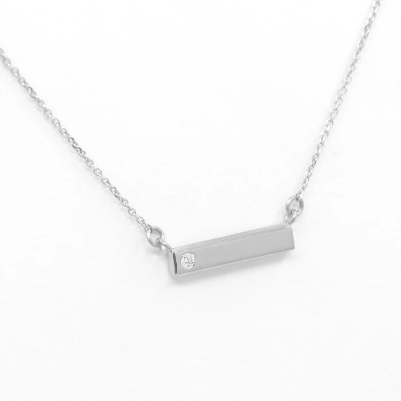 14K 0.035CT DIAMOND BAR NECKLACE