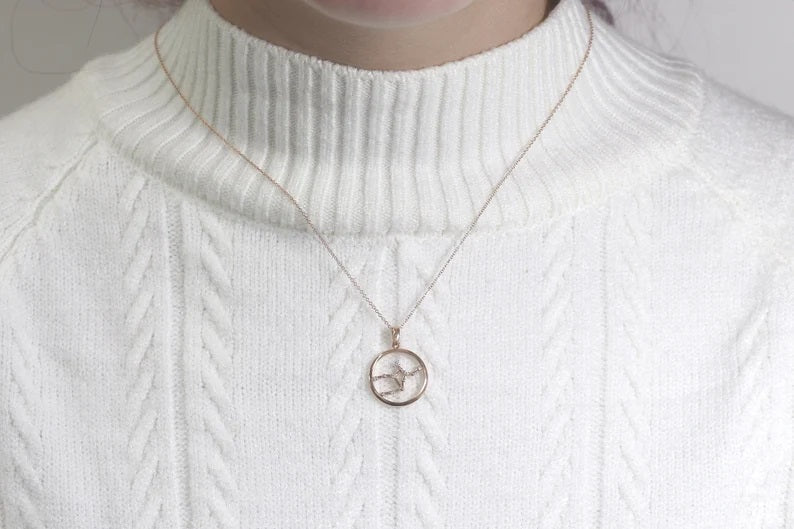 14K DIAMOND VIRGO ZODIAC SIGN CIRCLE NECKLACE