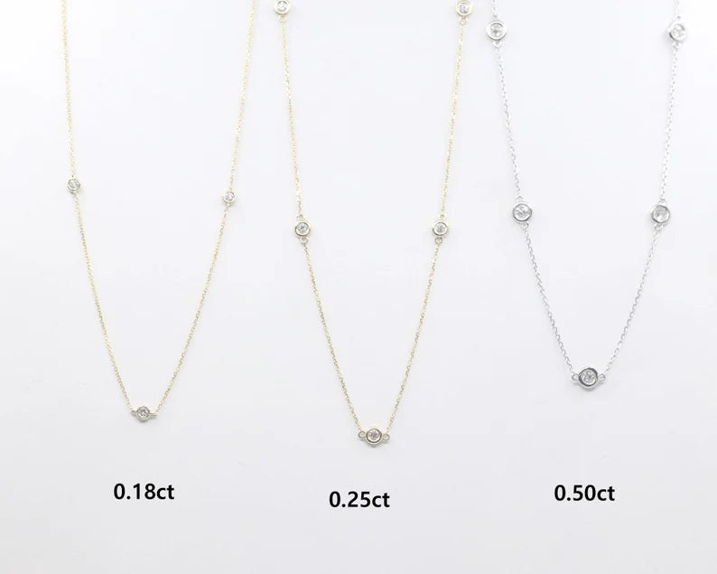 14K 0.10CT DIAMOND BY THE YARD NECKLACE