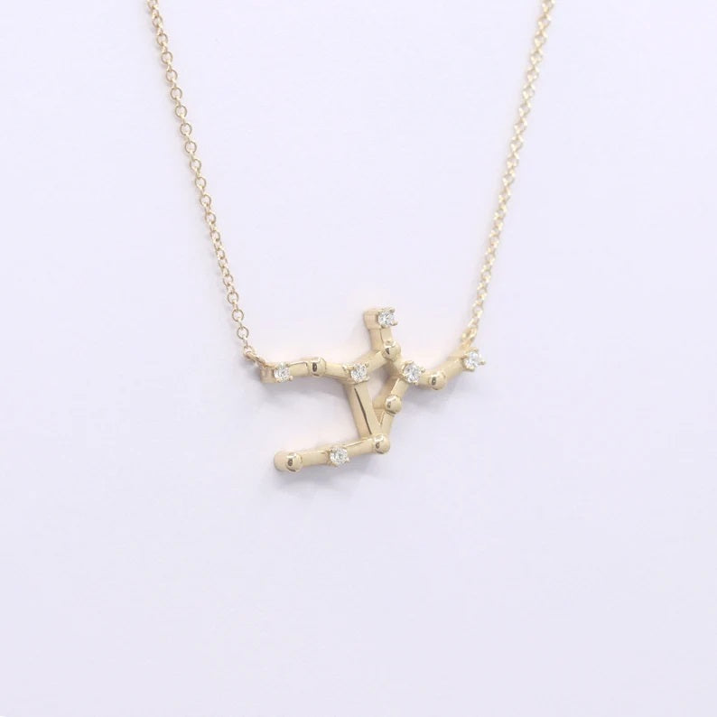 14K DIAMOND VIRGO ZODIAC SIGN SMALL VERSION NECKLACE