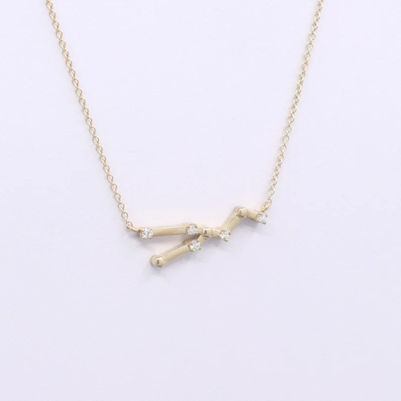 14K DIAMOND TAURUS ZODIAC SIGN SMALL VERSION NECKLACE