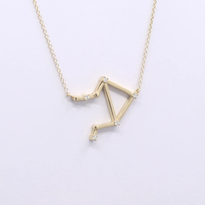 14K DIAMOND LIBRA ZODIAC SIGN SMALL VERSION NECKLACE