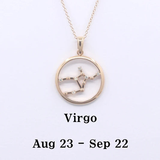 14K DIAMOND VIRGO ZODIAC SIGN CIRCLE NECKLACE