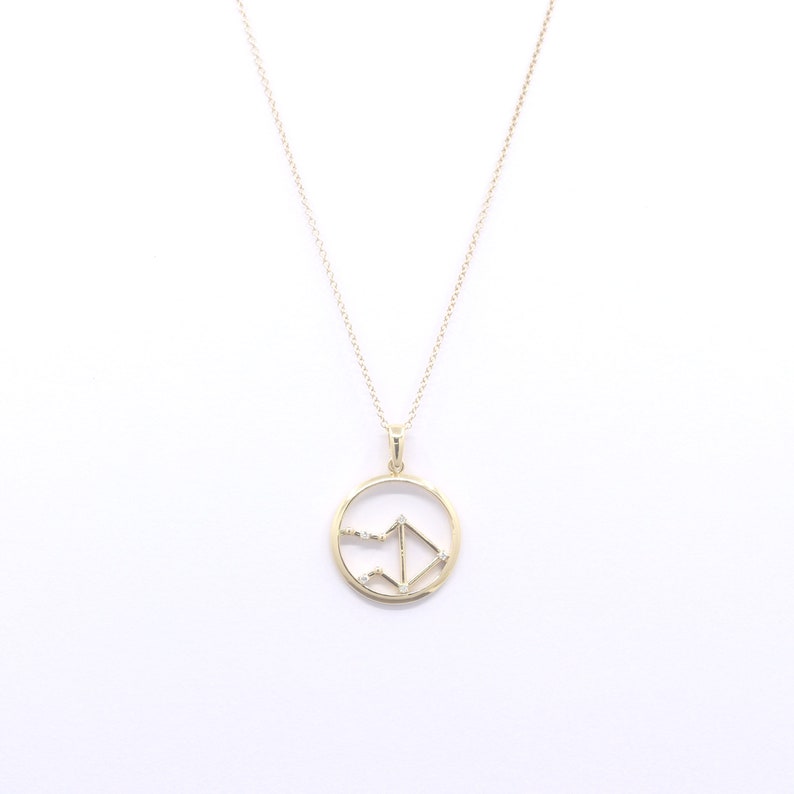 14K DIAMOND LIBRA ZODIAC SIGN CIRCLE NECKLACE