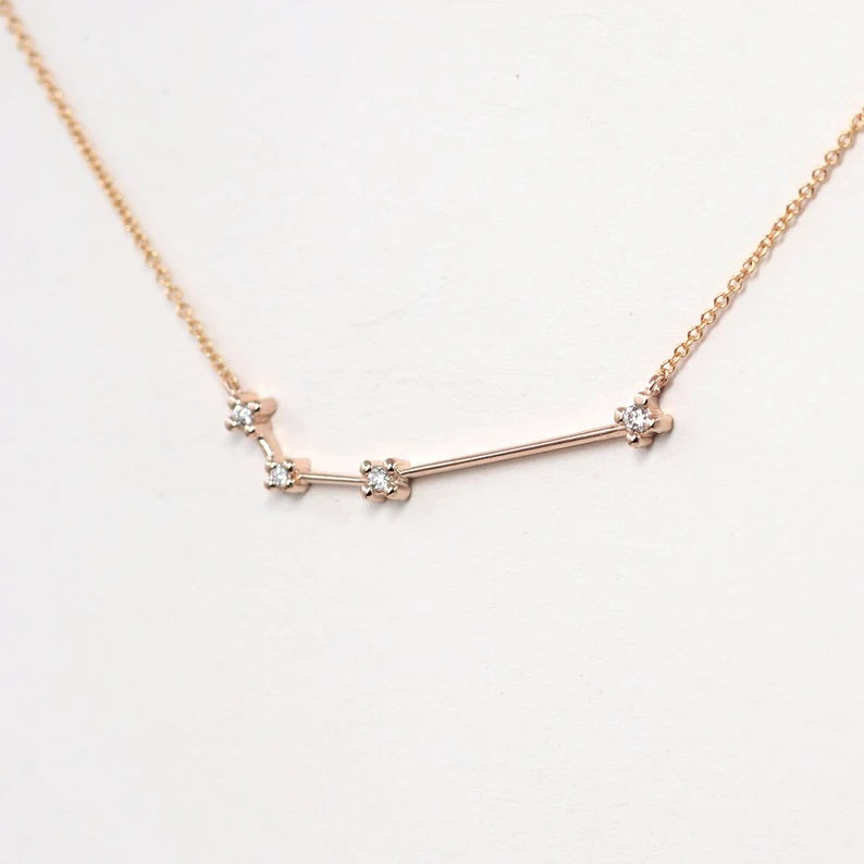 14K DIAMOND ARIES ZODIAC SIGN NECKLACE