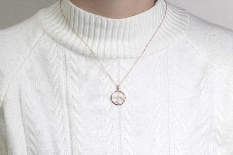 14K DIAMOND LIBRA ZODIAC SIGN CIRCLE NECKLACE