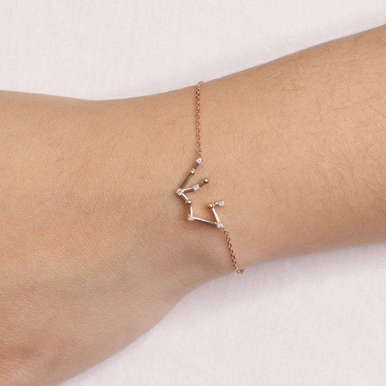 14K DIAMOND AQUARIUS ZODIAC SIGN BRACELET