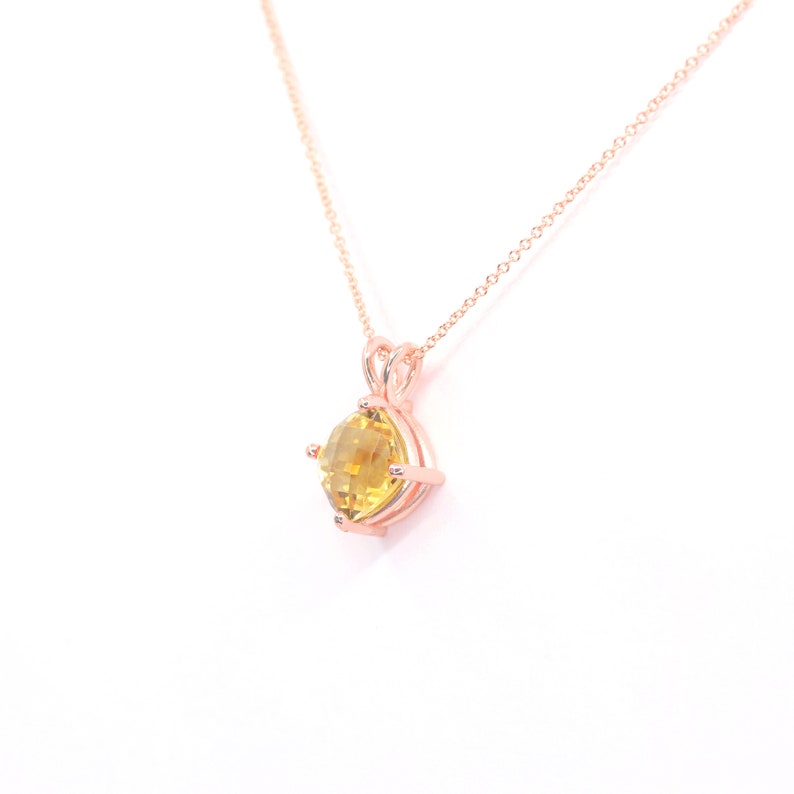 14K 9MM CITRINE RHOMBUS SOLITAIRE NECKLACE