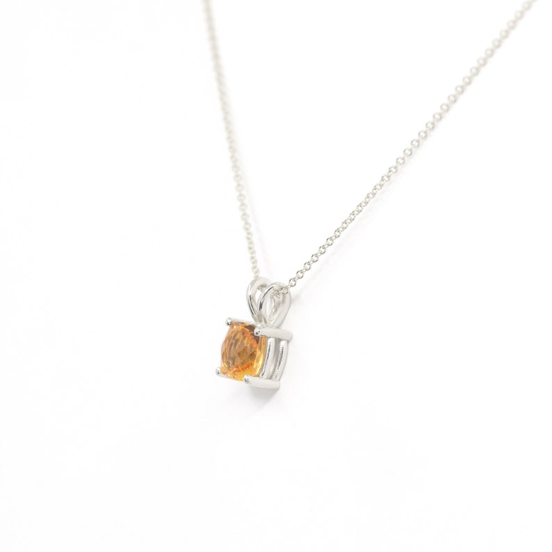 14K 7MM SQUARE CITRINE SOLITAIRE NECKLACE