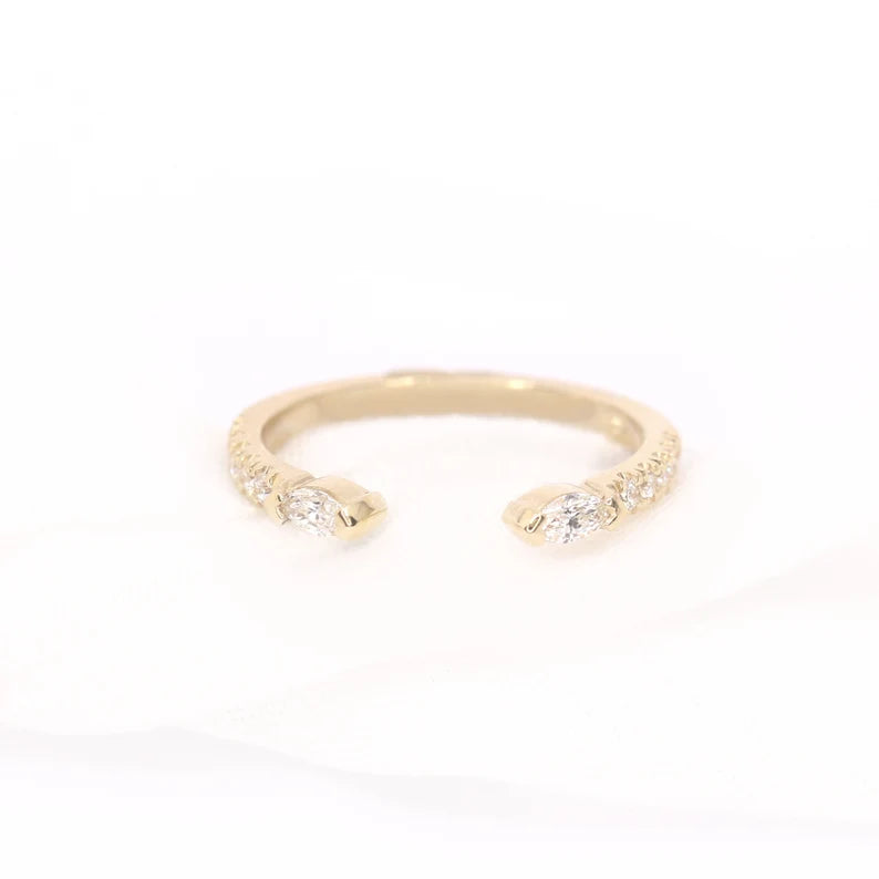 14K MARQUISE DIAMOND HALF ETERNITY OPEN BAND