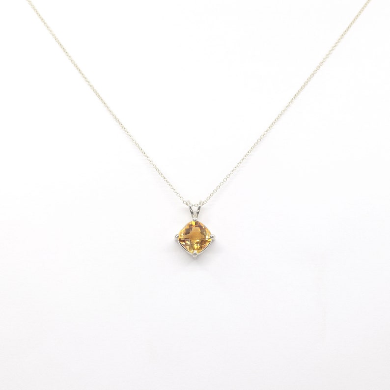 14K 9MM CITRINE RHOMBUS SOLITAIRE NECKLACE