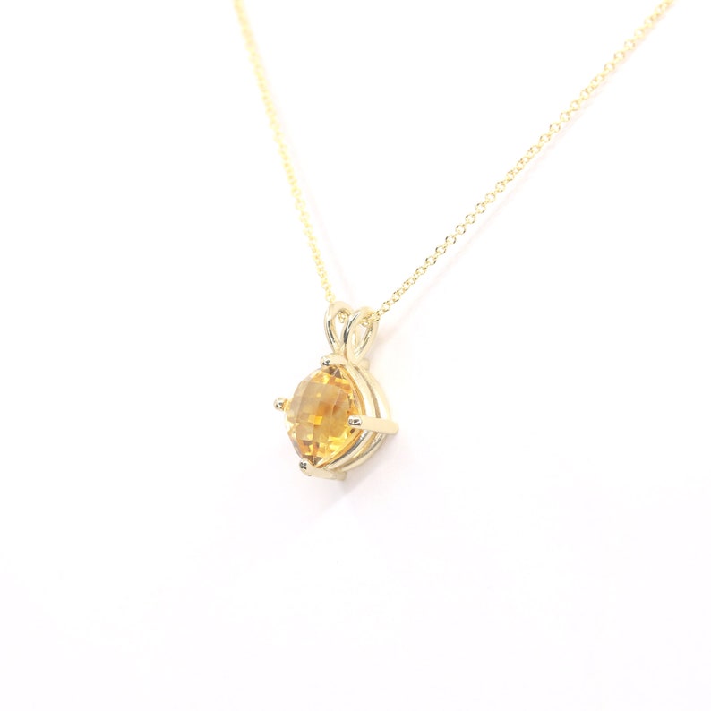 14K 9MM CITRINE RHOMBUS SOLITAIRE NECKLACE