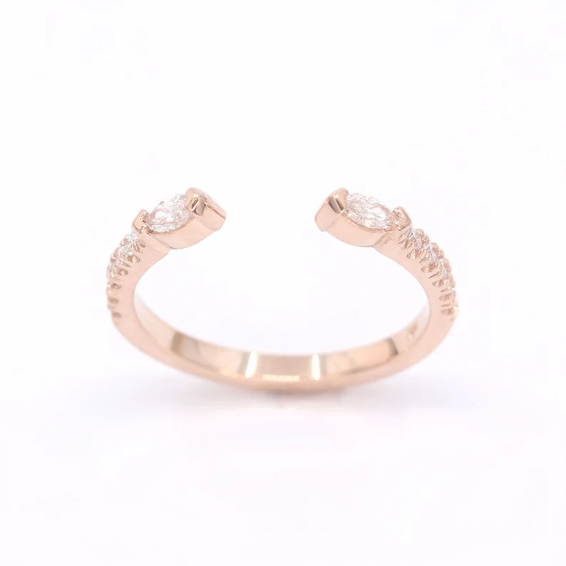 14K MARQUISE DIAMOND HALF ETERNITY OPEN BAND