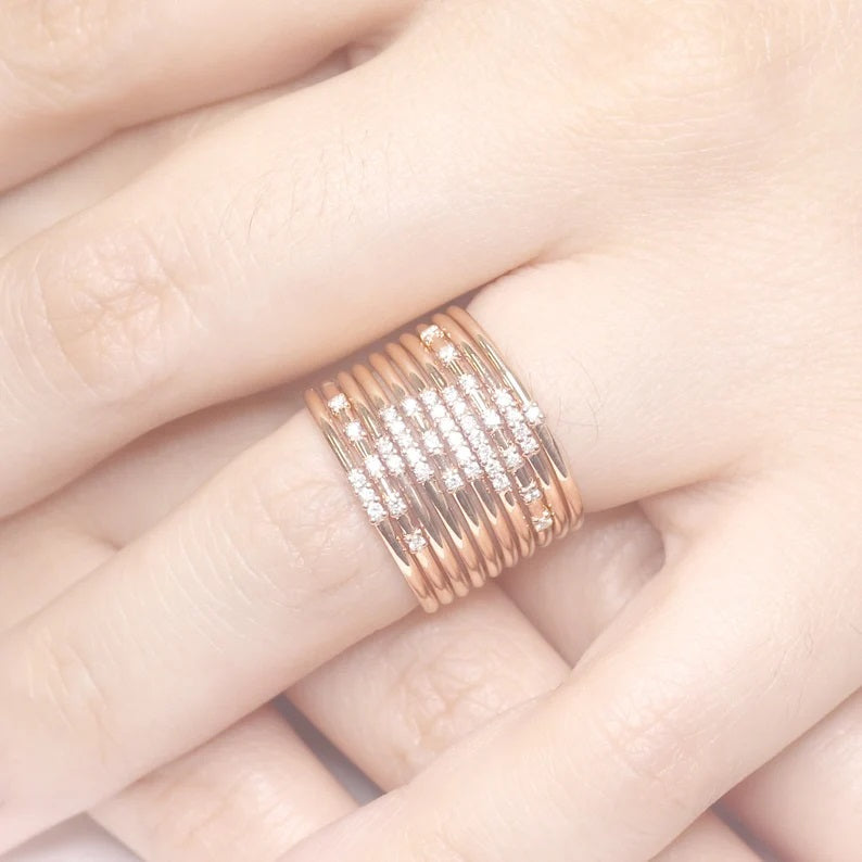 14K 3 DIAMOND SPACED 1.2MM BAND