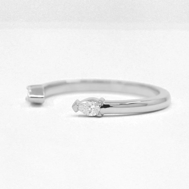 14K 2 PEAR DIAMOND OPEN BAND