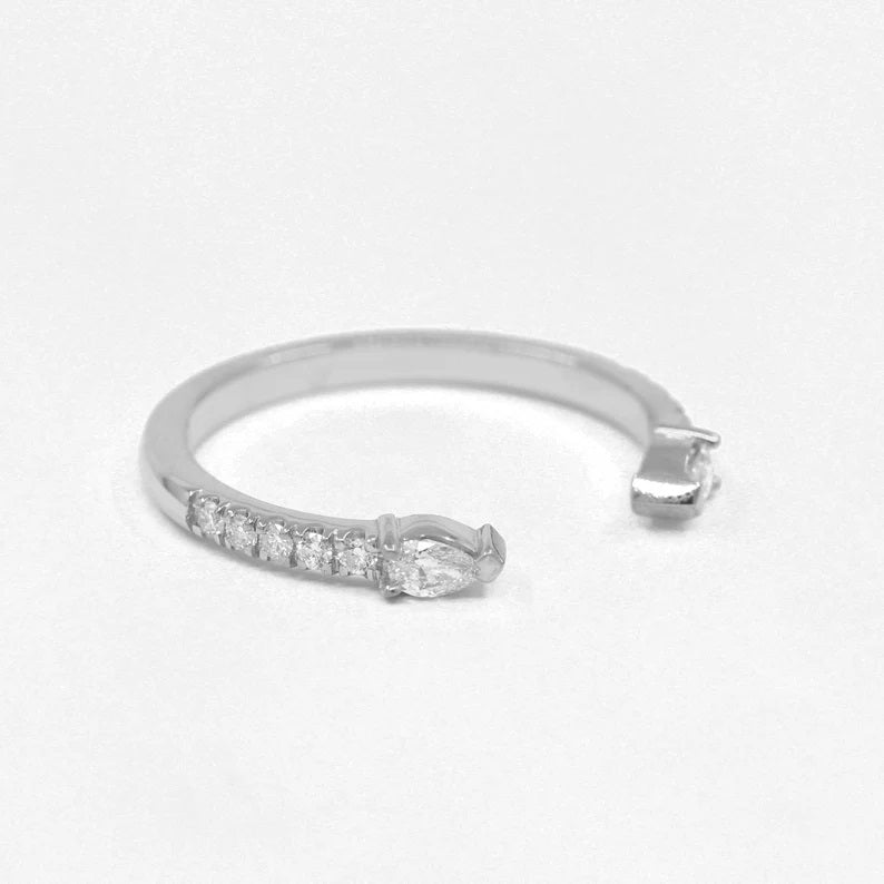 14K PEAR DIAMOND HALF ETERNITY OPEN BAND