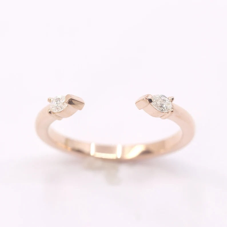 14K 2 PEAR DIAMOND OPEN BAND