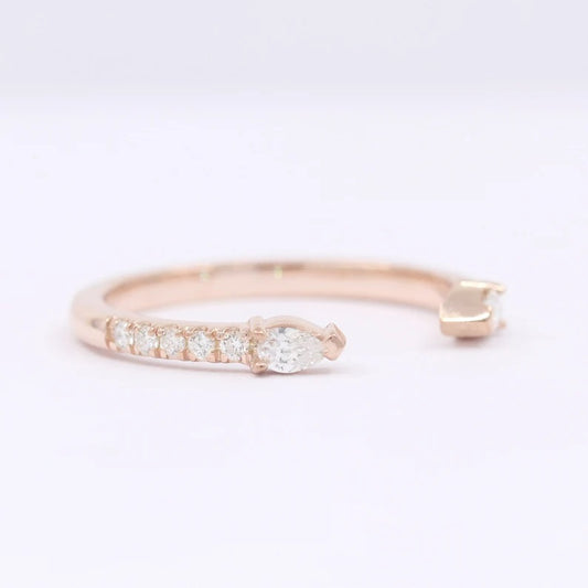 14K PEAR DIAMOND HALF ETERNITY OPEN BAND