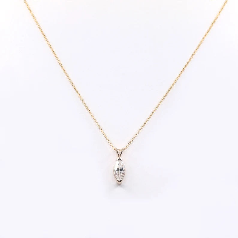 14K MARQUISE CZ SOLITAIRE NEKCLACE