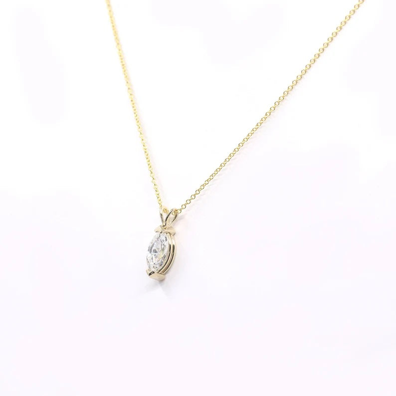 14K MARQUISE CZ SOLITAIRE NEKCLACE