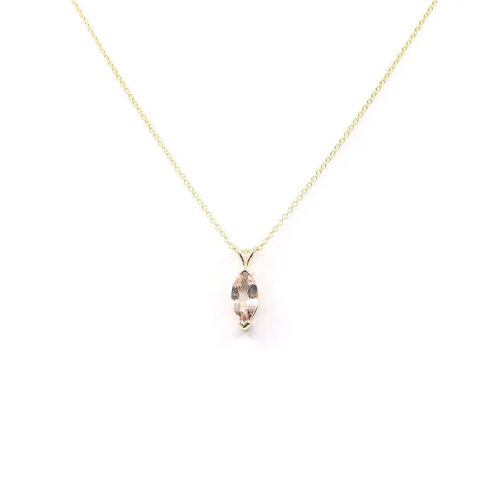14K MARQUISE MORGANITE SOLITAIRE NECKLACE
