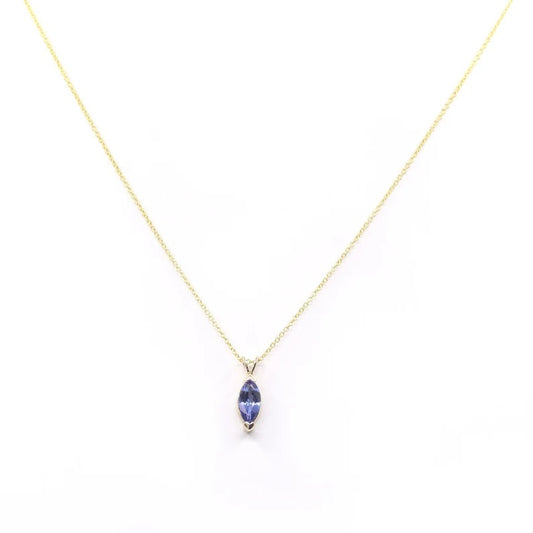 14K MARQUISE TANZANITE SOLITAIRE NECKLACE