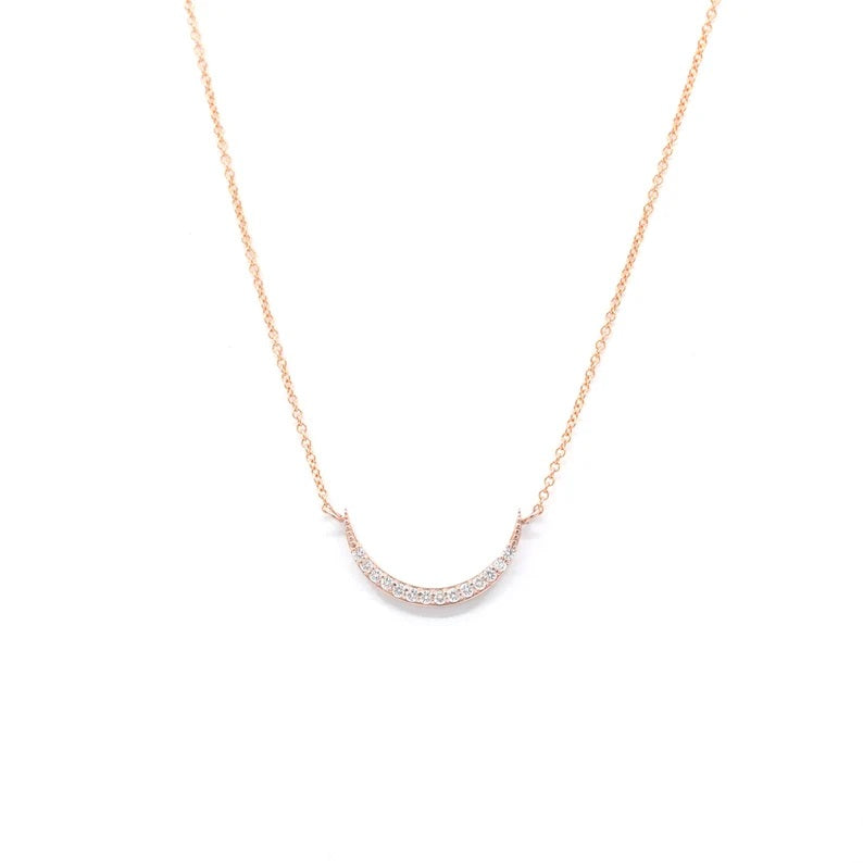 14K DIAMOND SIDEWAYS MOON NECKLACE