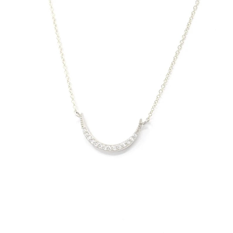 14K DIAMOND SIDEWAYS MOON NECKLACE