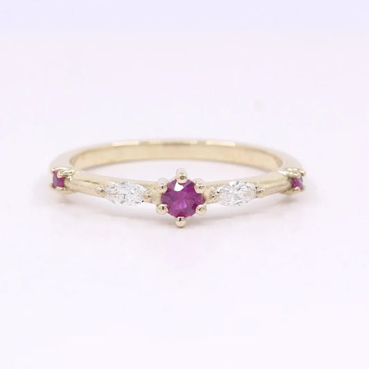 14K RUBY MARQUISE DIAMOND BAND