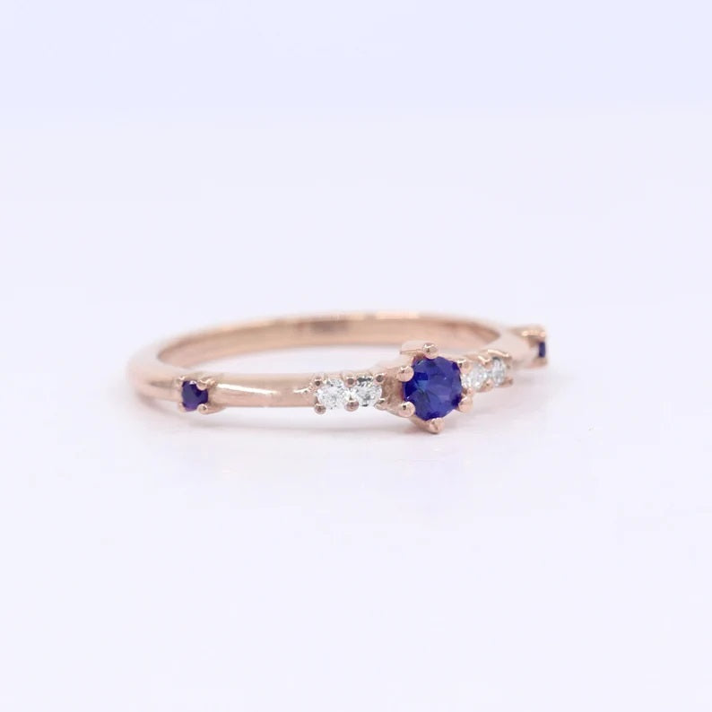 14K SAPPHIRE DIAMOND BAND