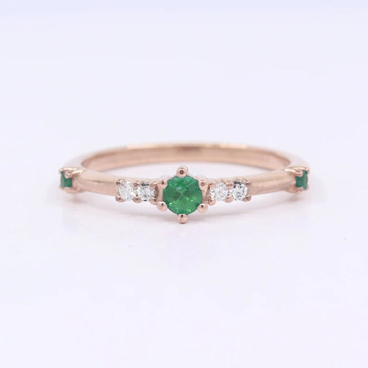 14K EMERALD DIAMOND BAND