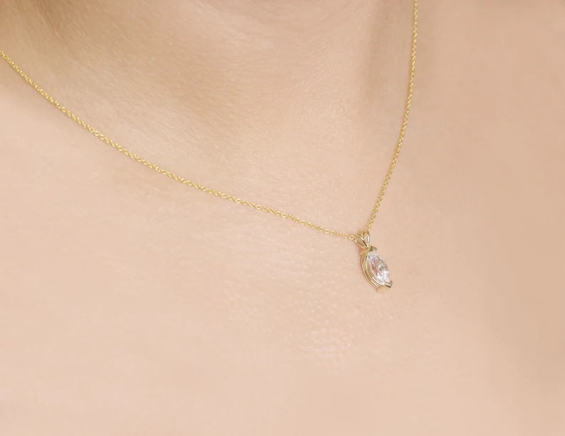 14K MARQUISE CZ SOLITAIRE NEKCLACE