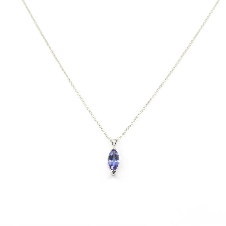 14K MARQUISE TANZANITE SOLITAIRE NECKLACE