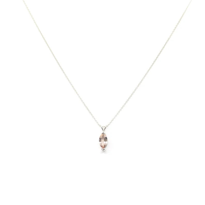 14K MARQUISE MORGANITE SOLITAIRE NECKLACE