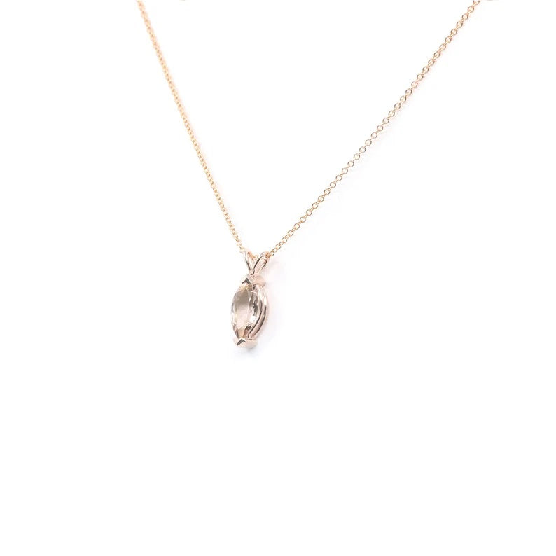 14K MARQUISE MORGANITE SOLITAIRE NECKLACE