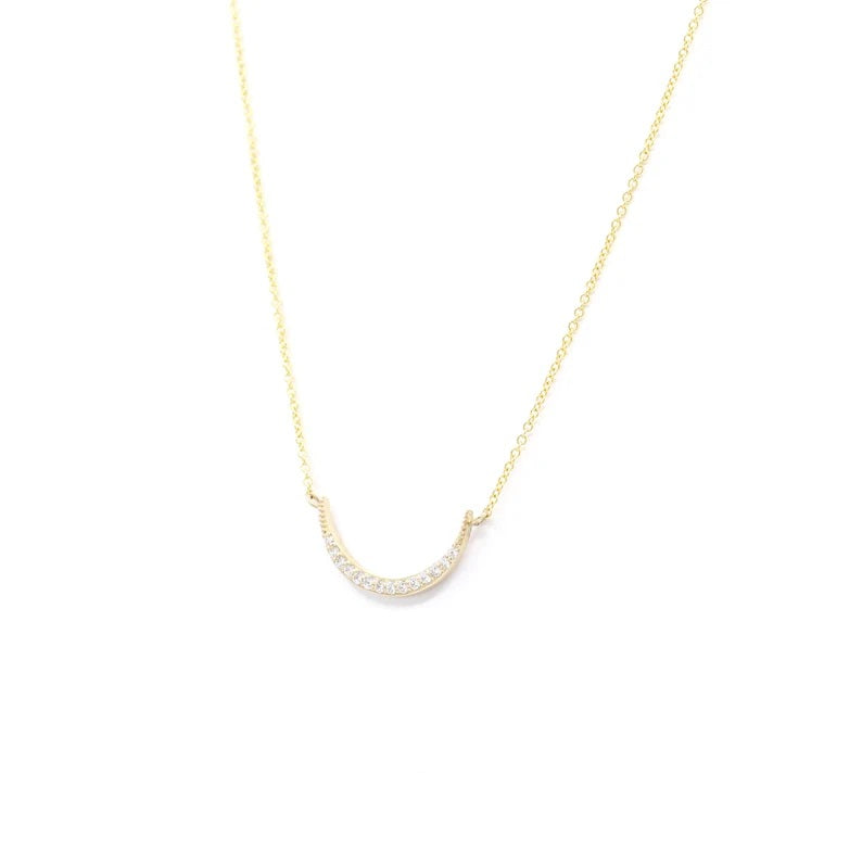 14K DIAMOND SIDEWAYS MOON NECKLACE