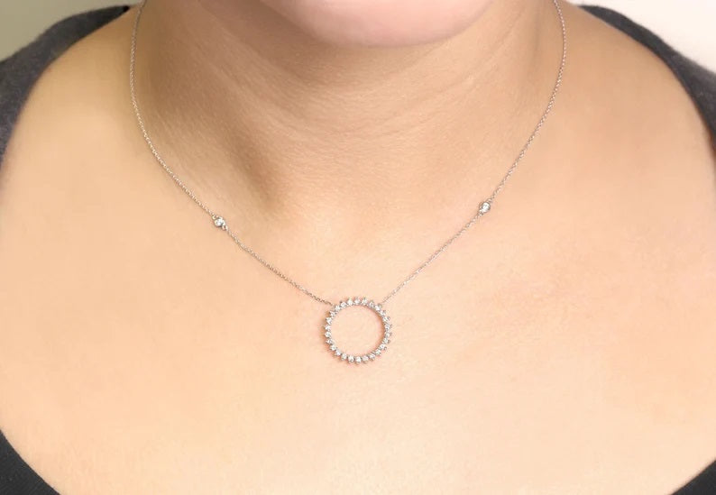 14K DIAMOND CIRCLE BY THE YARD NECKLACE