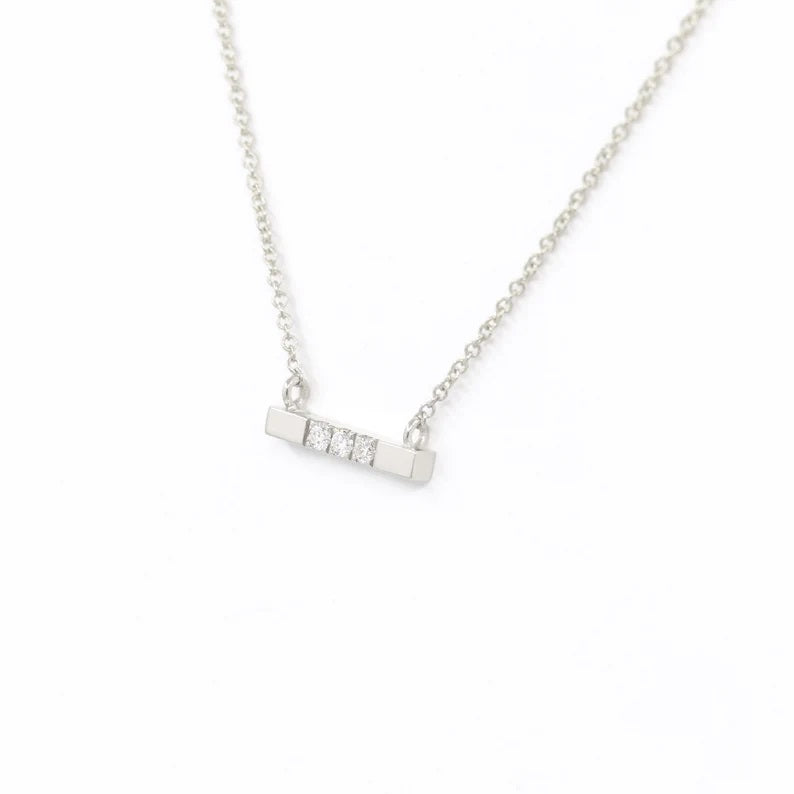 14K DIAMOND SQUARE BAR NECKLACE