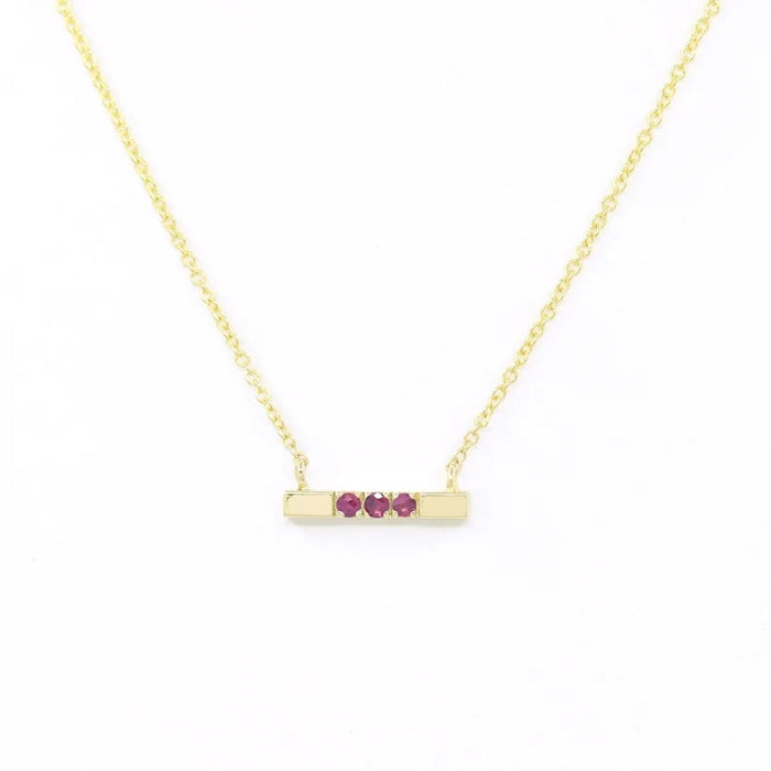 14K RUBY SQUARE BAR NECKLACE