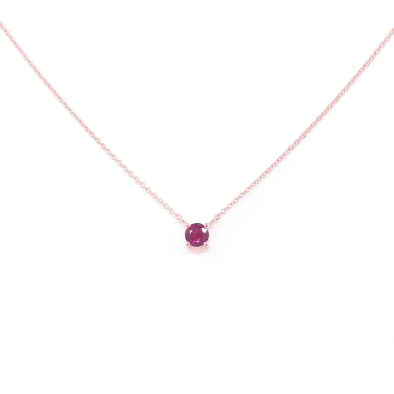 14K RUBY SOLITAIRE NECKLACE