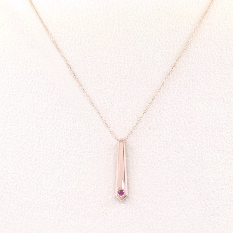 14K RUBY TIE NECKLACE