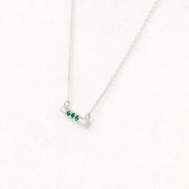 14K EMERALD CIRCULAR BAR NECKLACE