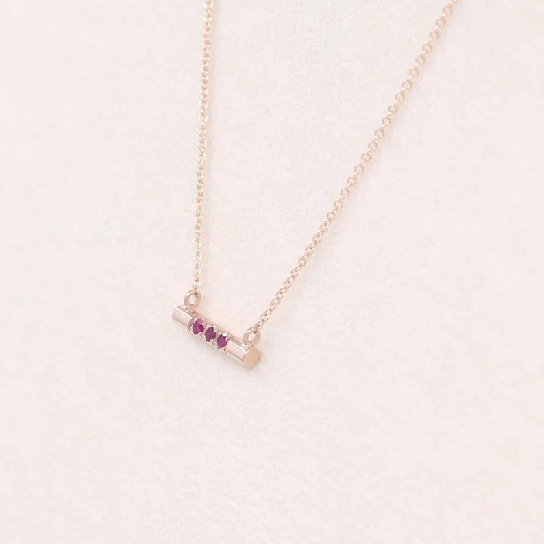 14K RUBY CIRCULAR BAR NECKLACE