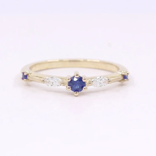 14K SAPPHIRE MARQUISE DIAMOND BAND