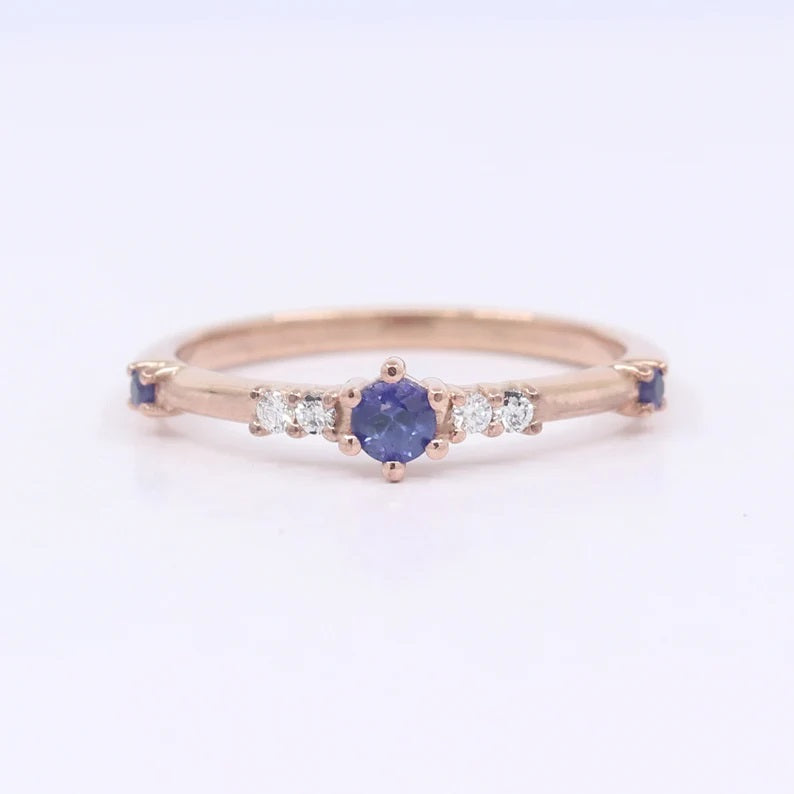 14K SAPPHIRE DIAMOND BAND