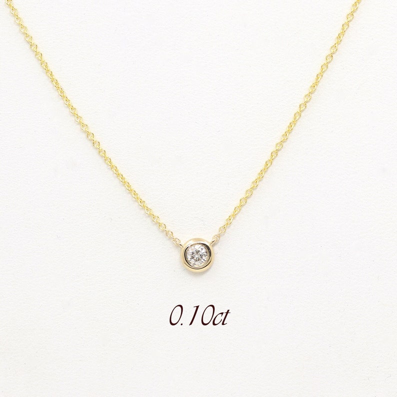 14K 0.10CT DIAMOND Bezel NECKLACE