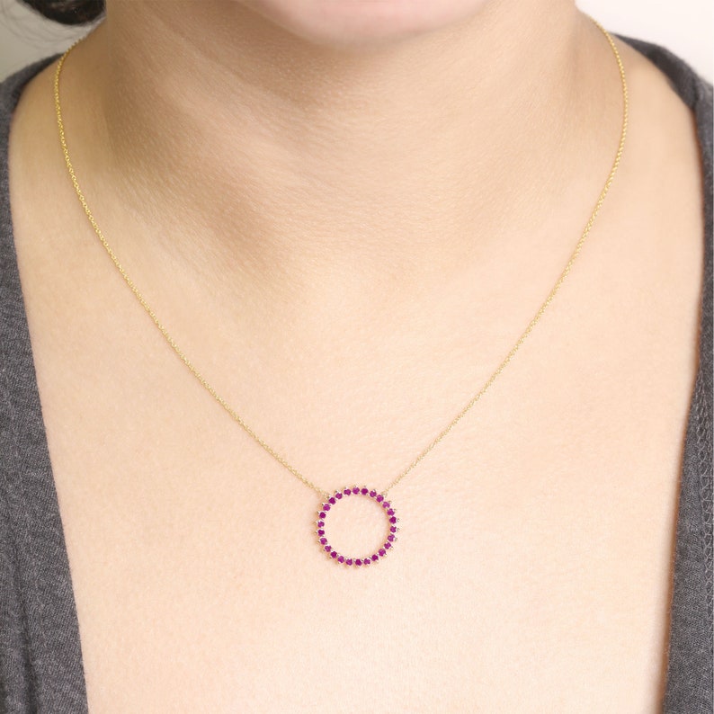 14K RUBY CIRCLE NECKLACE