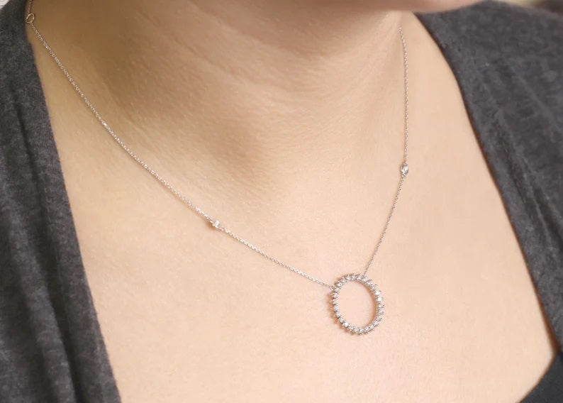 14K DIAMOND CIRCLE BY THE YARD NECKLACE